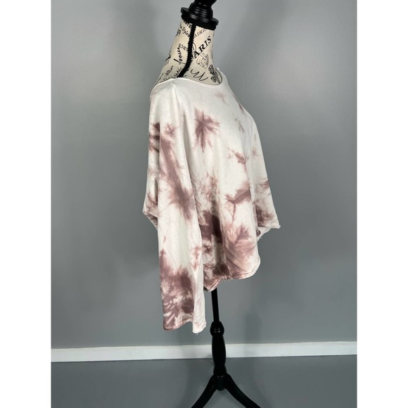 White and purple tie dye rolled raw hem long sleeve sweater - Picture 6 of 9